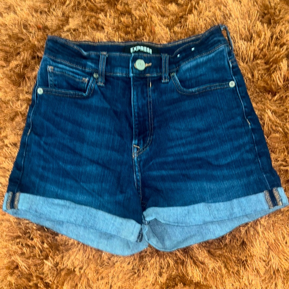 High-Rise Express Midi Jean Shorts